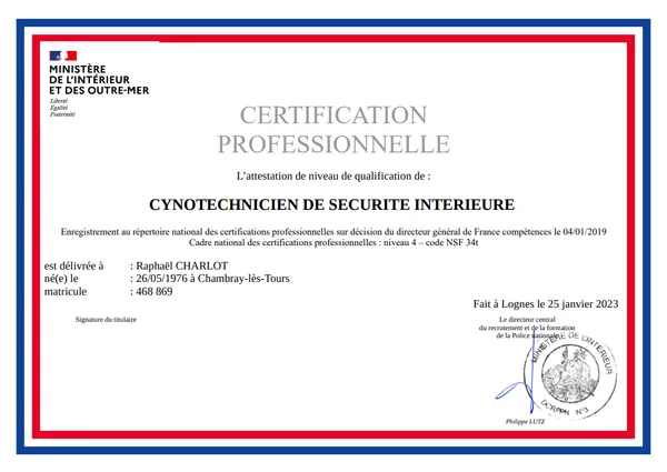 Diplôme Cynotechnicien